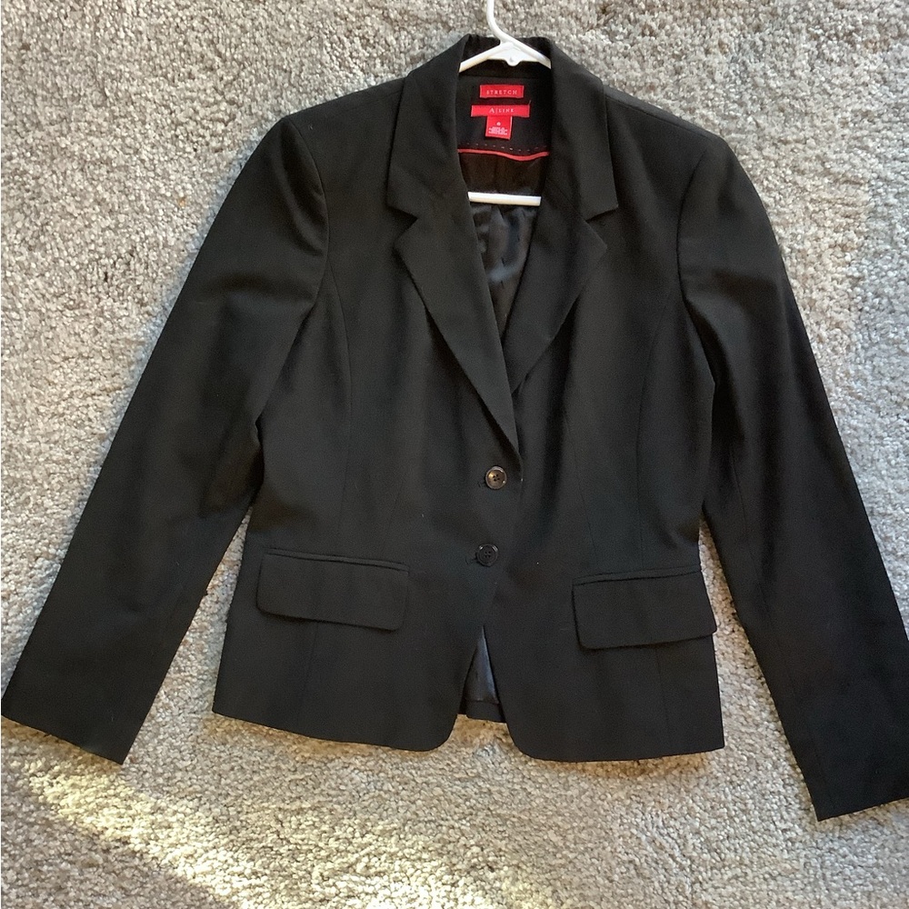 Solid Black Tailored Blazer, Suit Jacket, Size 6 - image 2